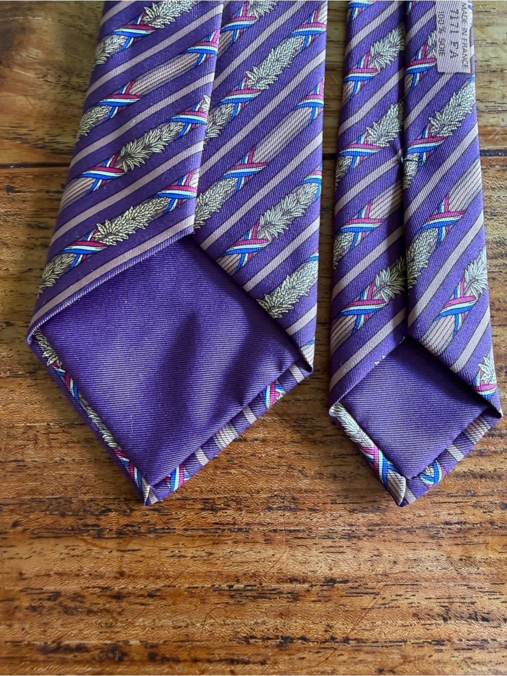 Vintage Hermes Paris Silk Tie Traditional Branches French Flag Ribbon - Picture 5 of 8